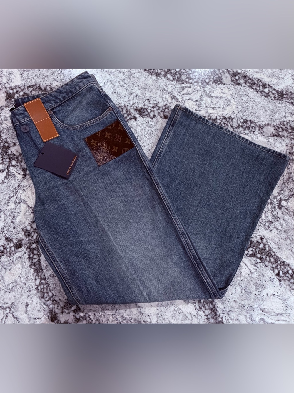 Louis Vuitton LV 2025 High Waist Logo Monogram Jeans Size 44